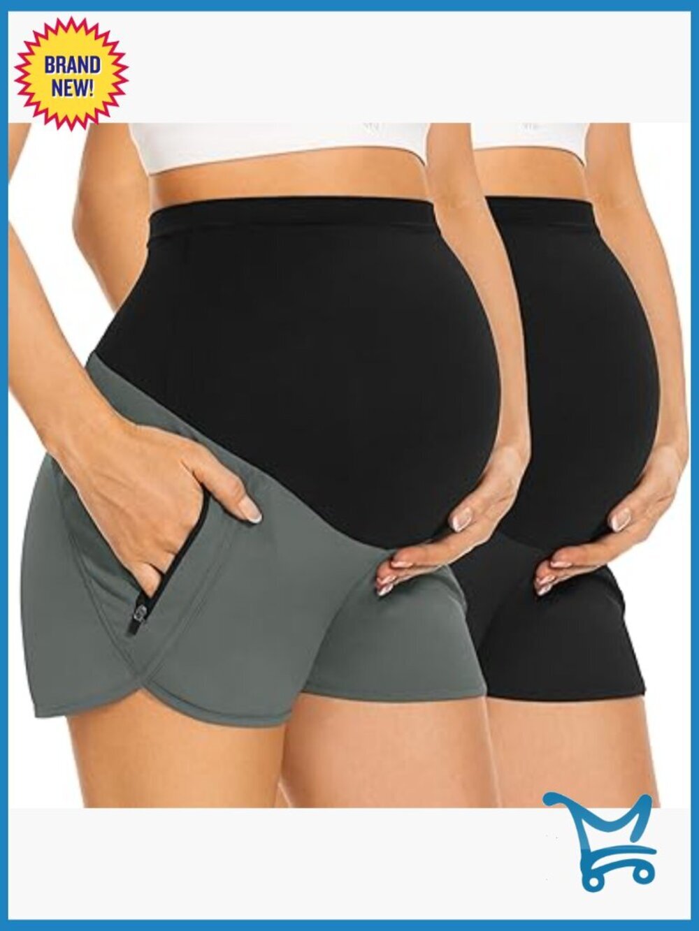 Maternity Workout Shorts Over Belly Quick Dry Athletic Running Shorts with